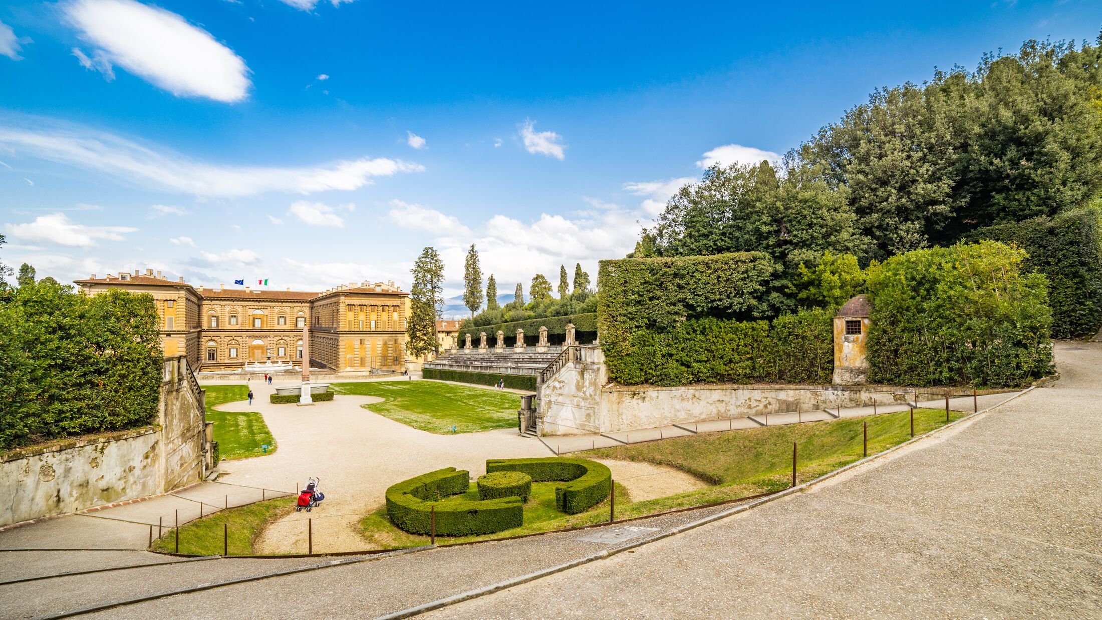 The Italian-style Boboli gardens behind the Pitti Palace in Florence, Italy