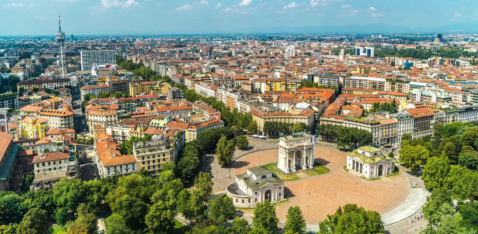 Milan, Northern Lombardy Region. Summer City Panorama Looking North West.