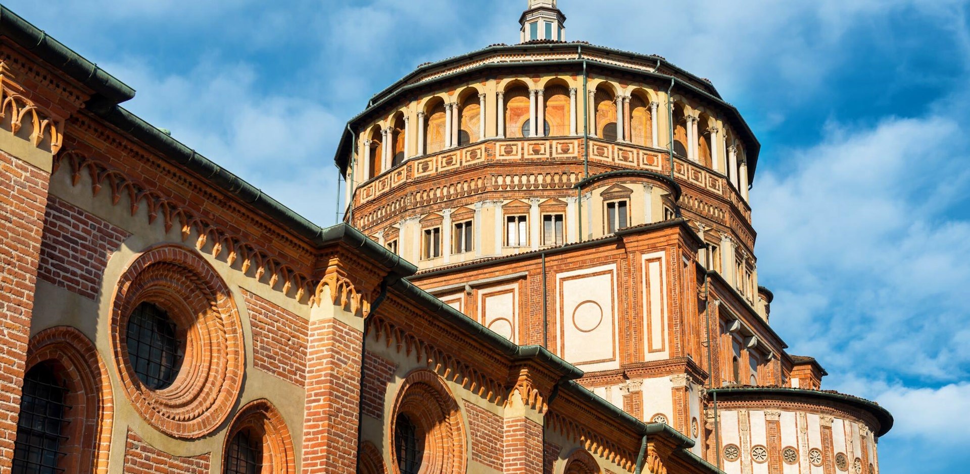 Church of Holy Mary of Grace- Chiesa di Santa Maria delle Grazie, 1497, Milan, Italy, home of the famous "Cenacolo" from Leonardo da Vinci.