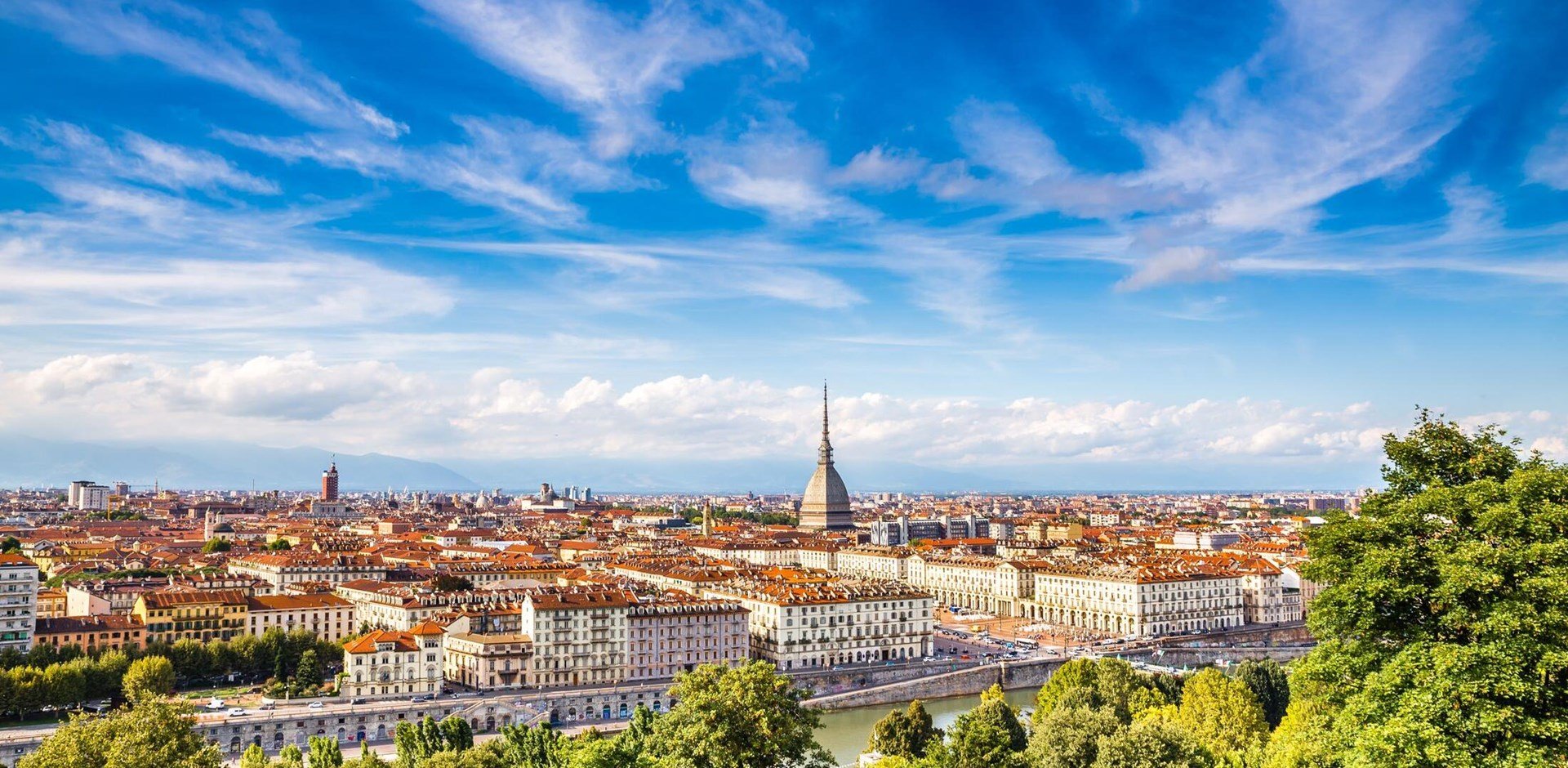 View of Turin city center during summer day-Turin,Italy,Europe