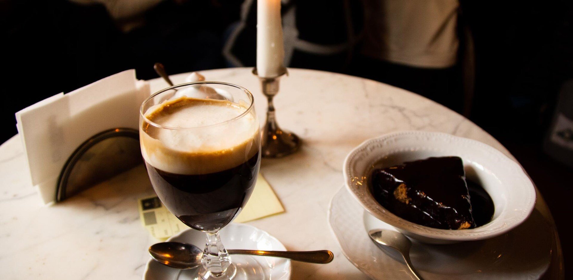 Chocolate heaven in Turin - sampling Bicerin, a traditional drink made of espresso, hot chocolate and milk with a peace of hazelnut cake topped with hot chocolate