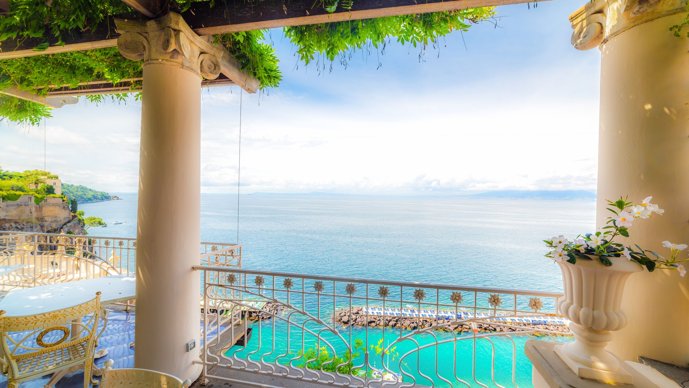 Terrace by the sea in Sorrento, Italy