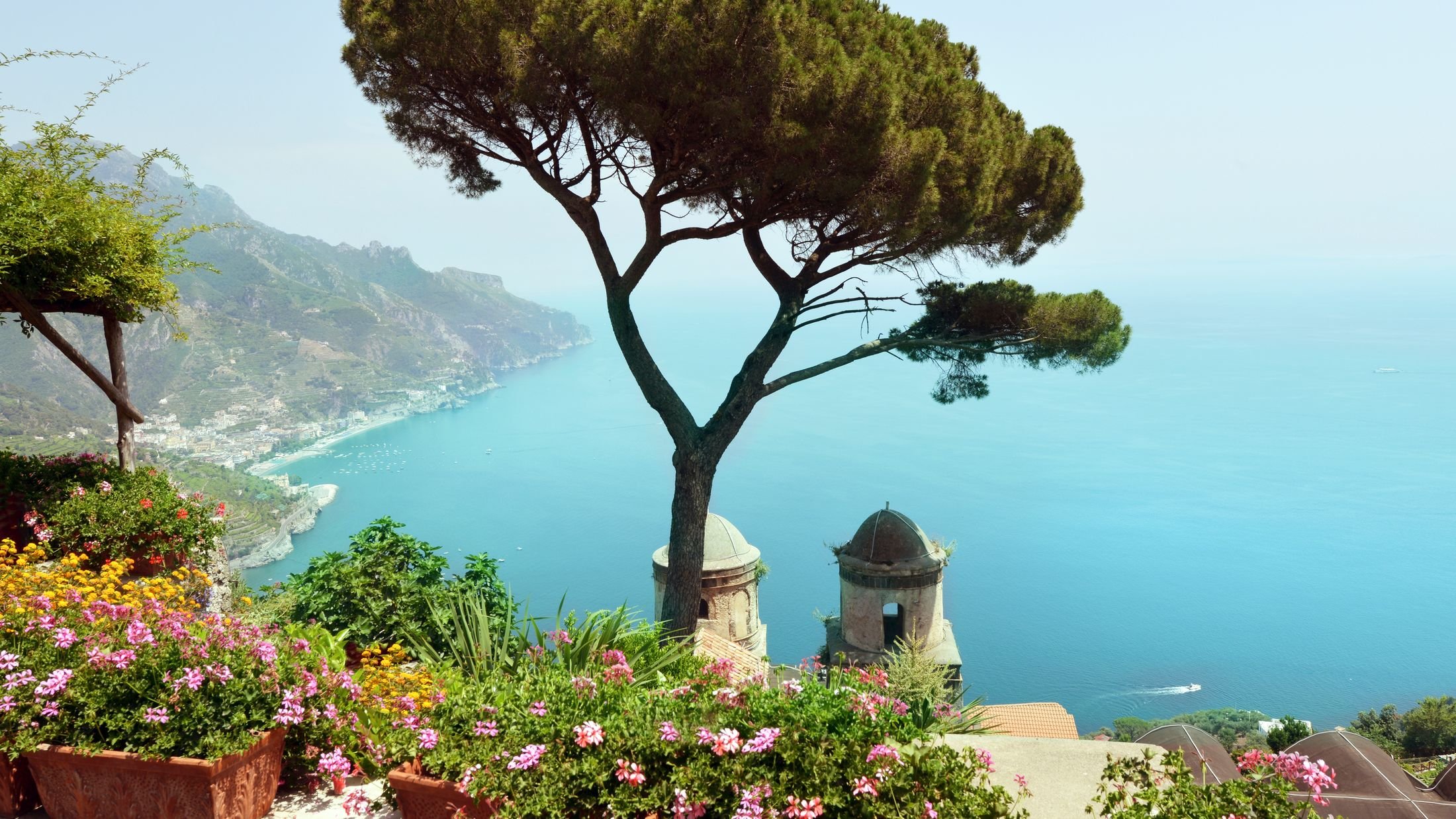 Clifftop view across the sea in Naples 