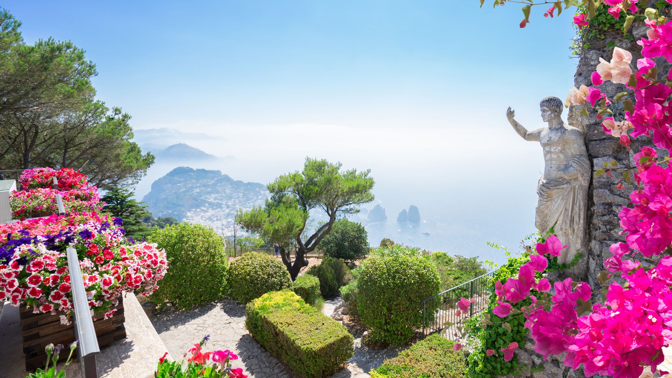 View from mount Solaro of Capri island at summer day, Italy