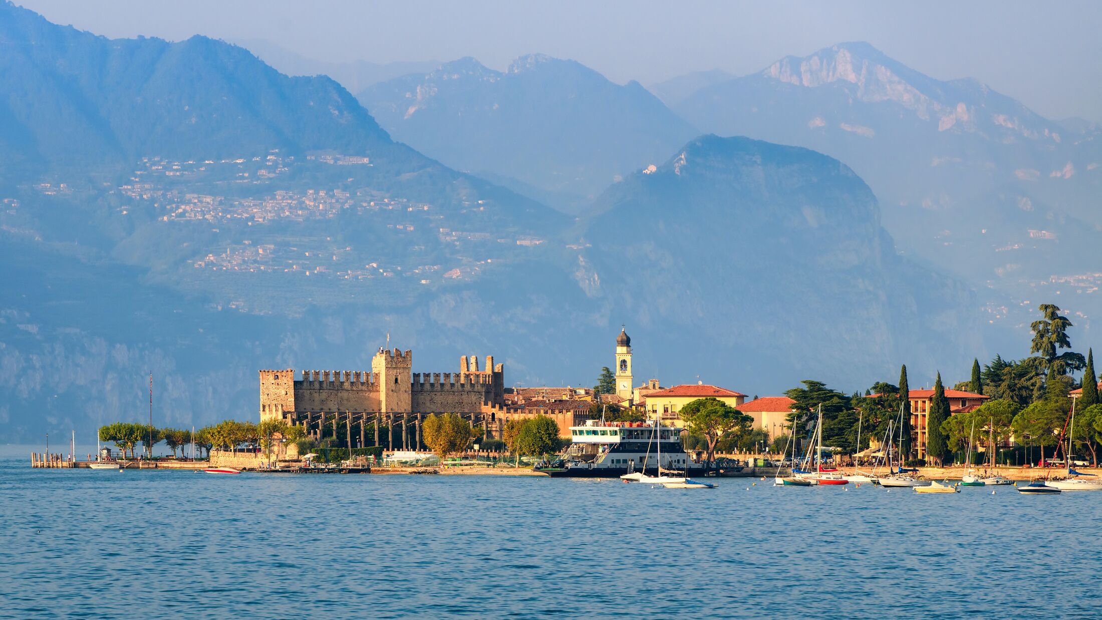 Torri del Benaco town on Lago di Garda lake in Alps mountains, Verona province, Italy