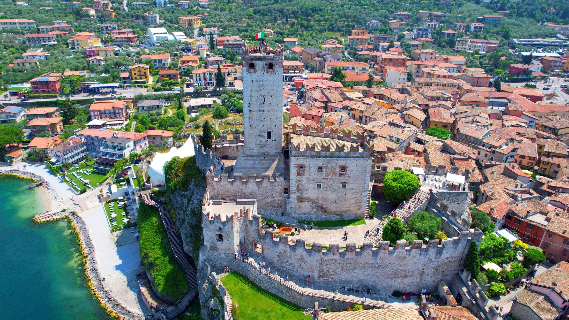 Malcesine Lake Garda Castello Scaligero landscape italy painted offers print lake major lake maggiore