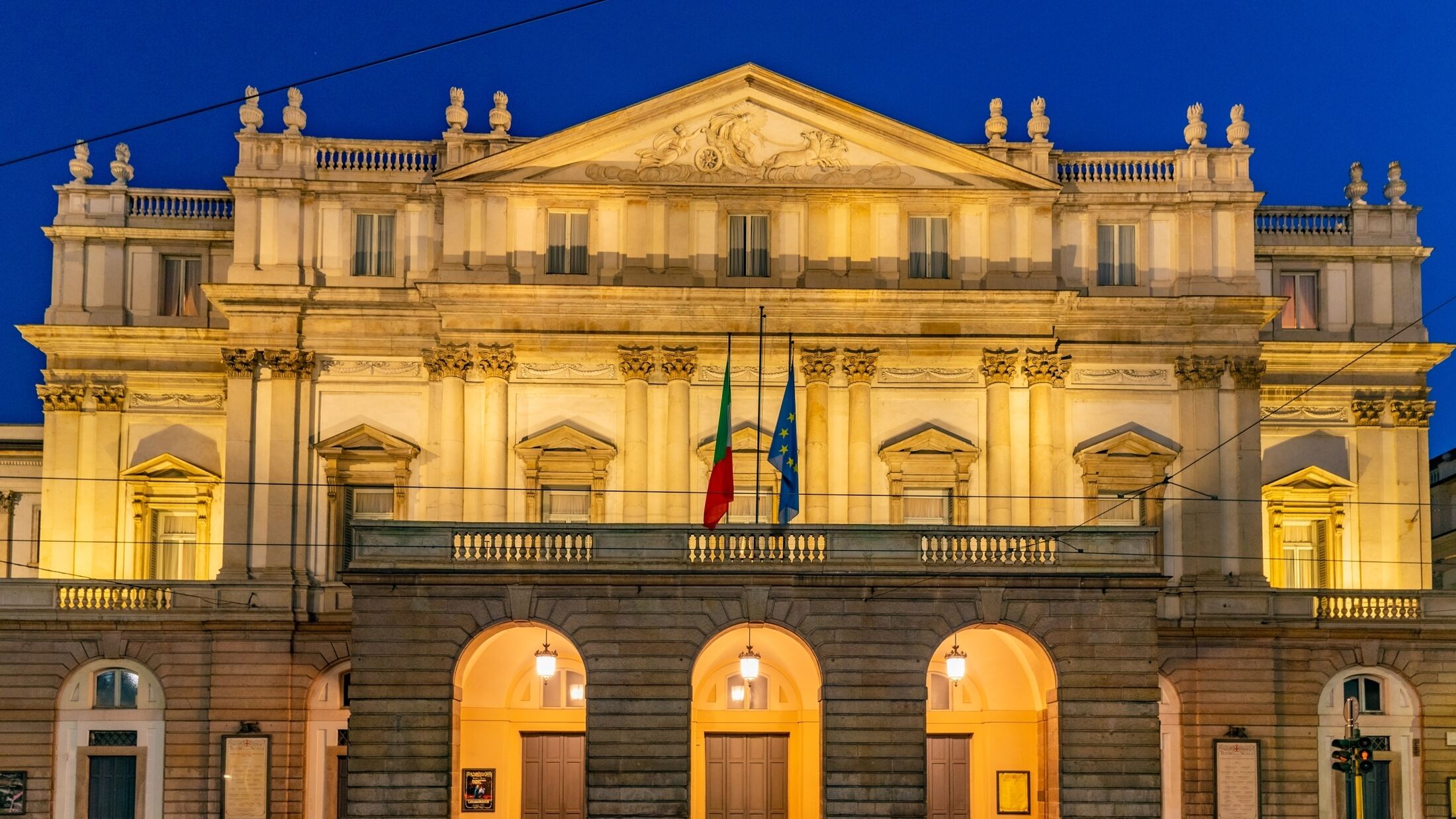 Night view of Teatro alla Scala in Milano, Italy